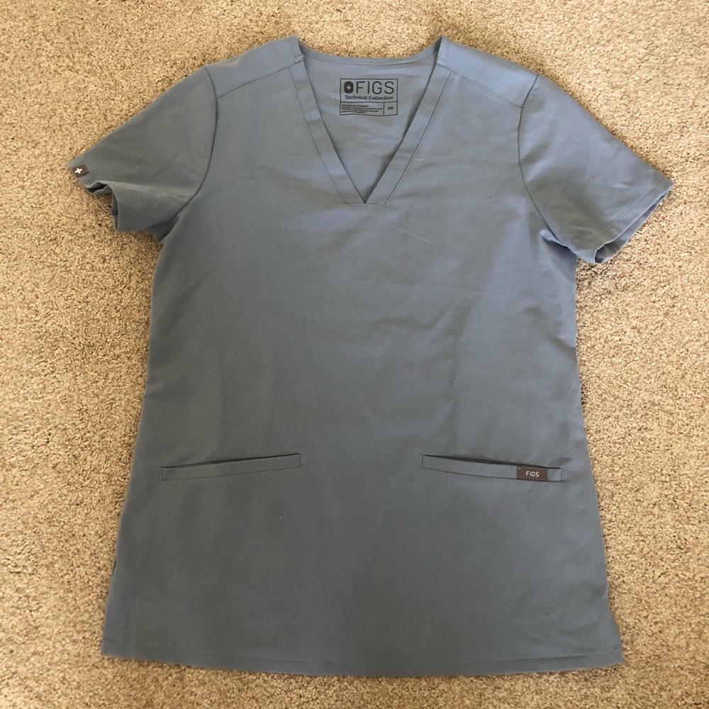 Figs Scrub Top in Dusty Blue